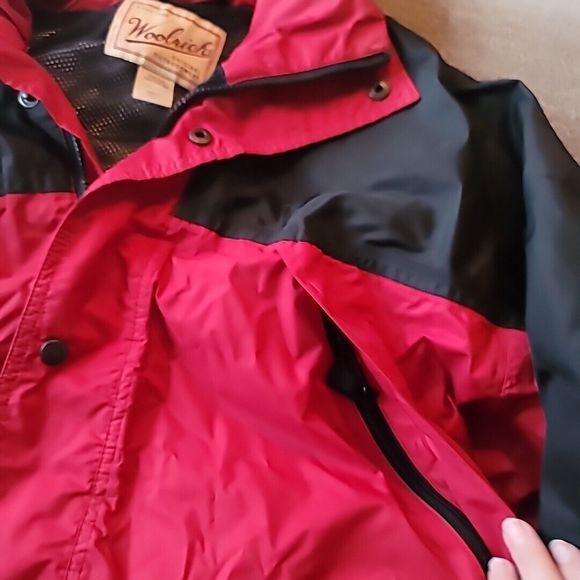 Vintage Woolrich Mens Medium Hydromax 2100 Jacket Zip Button Parka Red Black - Picture 7 of 16